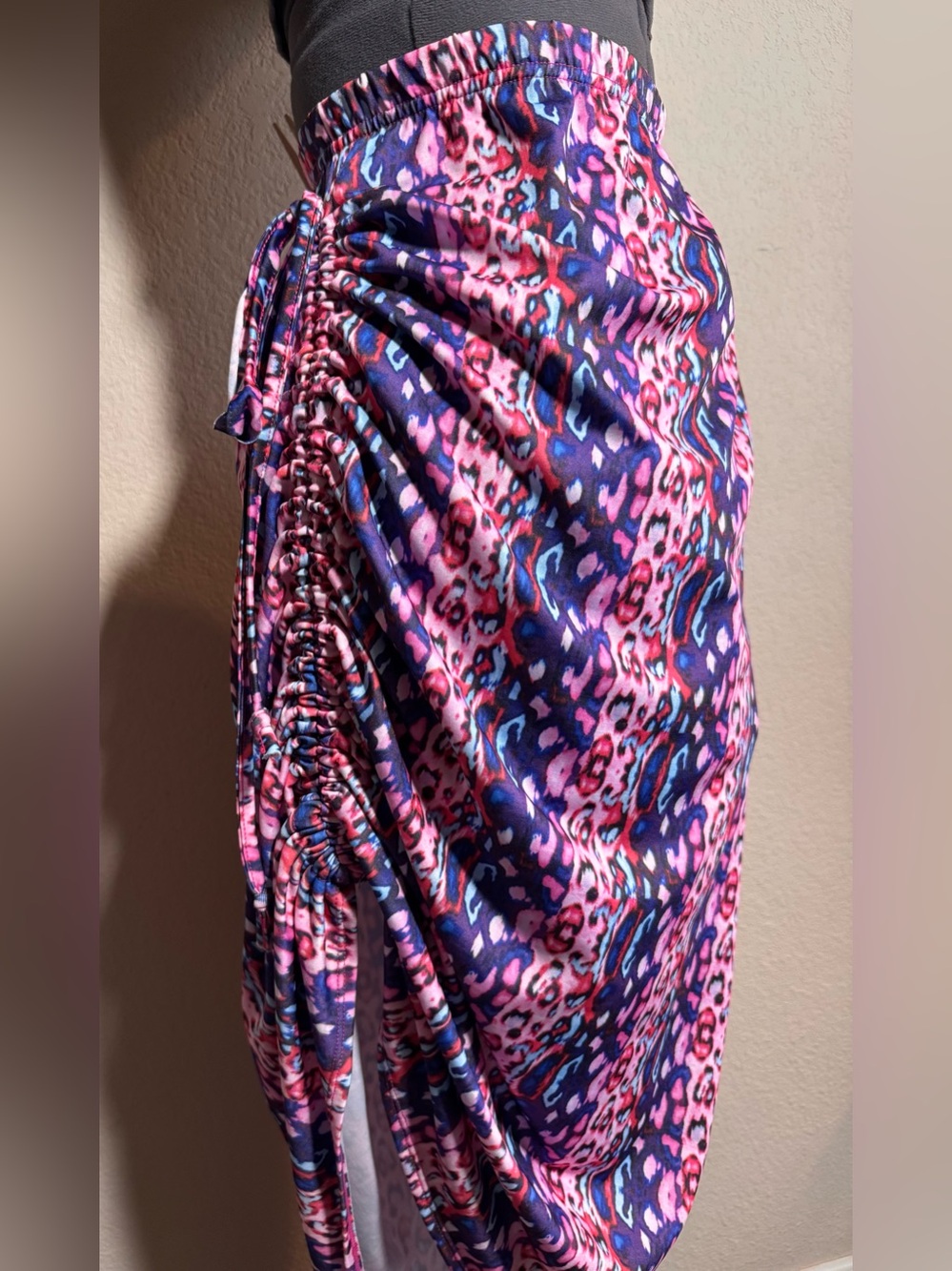 Baby Phat Ruched Midi Skirt M Pink Purple